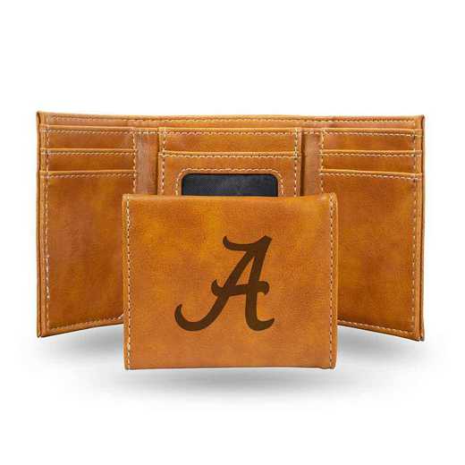 LETRI150101BR: Alabama Laser Engraved Brown Trifold Wallet