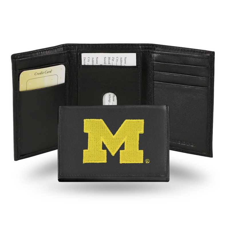 Rico Unisex-Adult Laser Engraved Billfold Wallet NCAA Michigan Wolverines Laser Engraved Billfold Wallet Black 