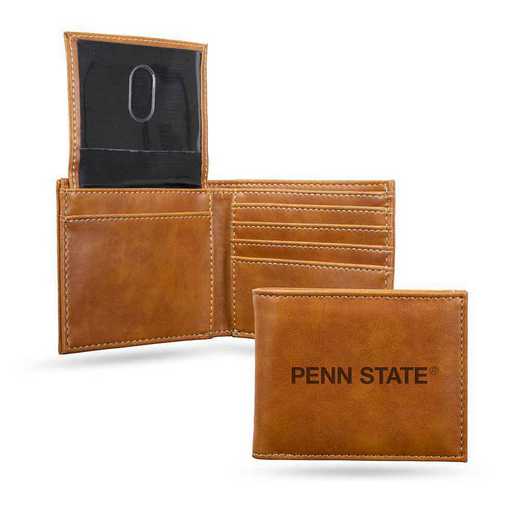 LEBIL210201BR: Pennsylvania State Laser Engraved Brown Billfold Wallet