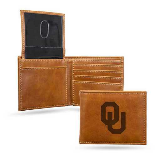 LEBIL230201BR: Oklahoma Laser Engraved Brown Billfold Wallet