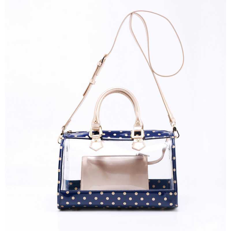 navy and gold bag