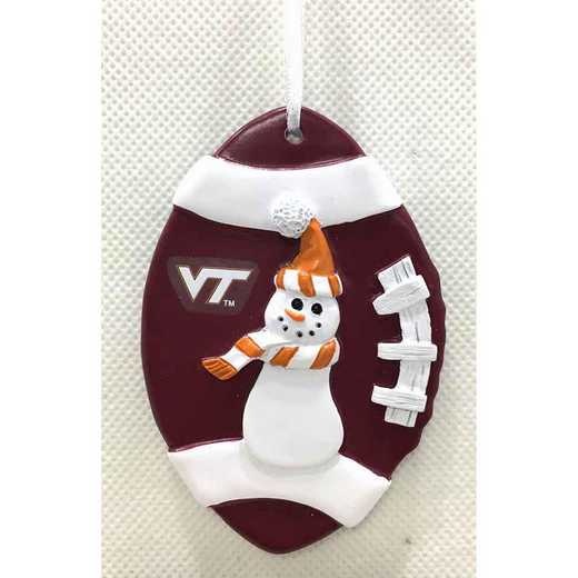 FSO062: Virginia TechHOKIES 3.7INX2.8IN SINGLE SNOWMAN   orn