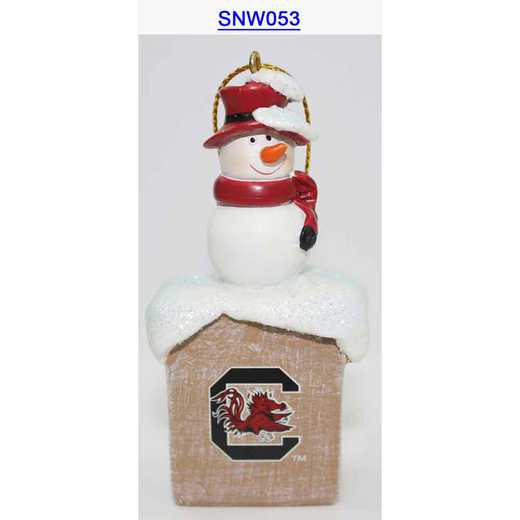 SNW053: SOUTHCAROLINA GAMECOCKS 3IN RESIN  SNOWMAN LOGO orn