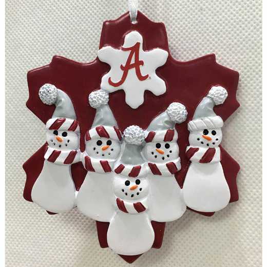 FFO001: ALABAMA CRIMSON TIDE FAMILY FIVE SNOWMAN   ORNAMENT