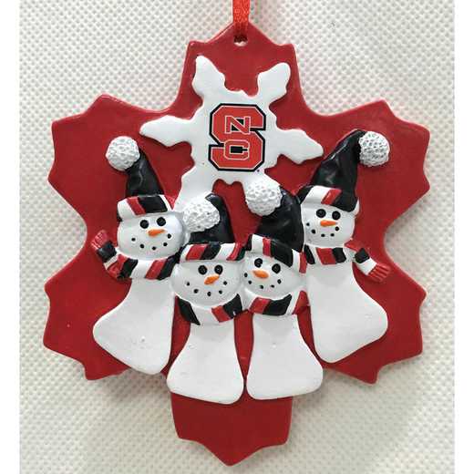 FQO020: NC STATE WOLFPACK FAMILY QUAD SNOWMAN   ORNAMENT