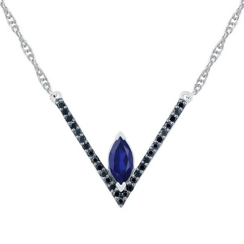 Sterling Silver 1 5 Ct Tw Black Diamond Created Blue Sapphire Fashion Chevron Necklace