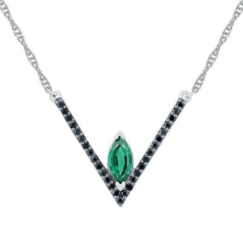 Sterling Silver 1 5 Ct Tw Black Diamond Created Emerald Fashion Chevron Necklace