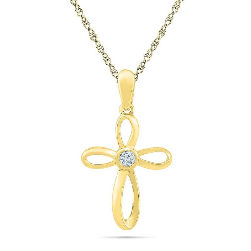 Diamond Accent Twisting Loop Cross Pendant in 14K Gold Plating over  Sterling Silver