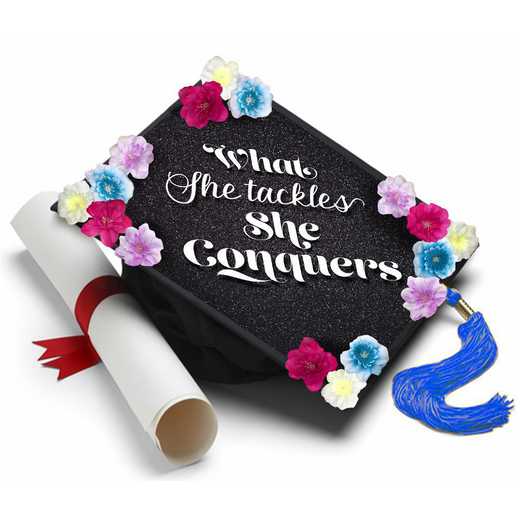 Shetacklesflowers: What She Tackles She Conquers-Handmade Grad Cap Topper