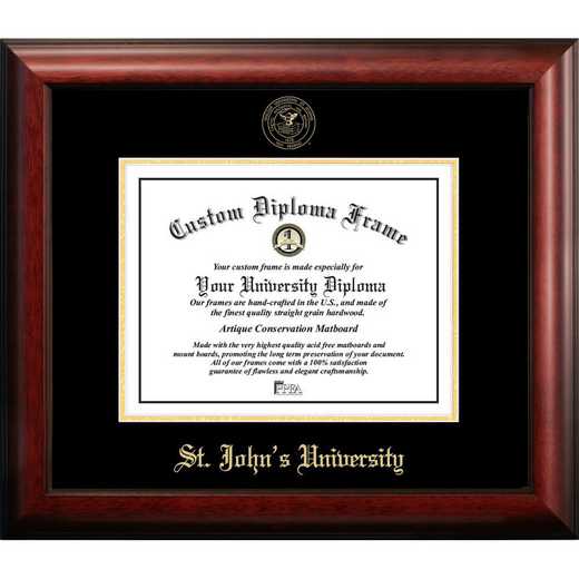 NY998GED-1185: St. John's University 11w x 8.5h Gold Embossed Diploma Frame