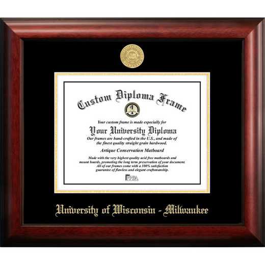 WI994GED-108: University of Wisconsin, Milwaukee 10w x 8h Gold Embossed Diploma Frame