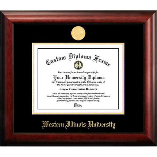 IL978GED-1185: Western Illinois University 11w x 8.5h Gold Embossed Diploma Frame