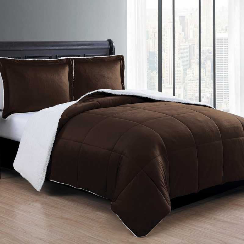 Vcny Home Micro Mink Sherpa Comforter Set Chocolate