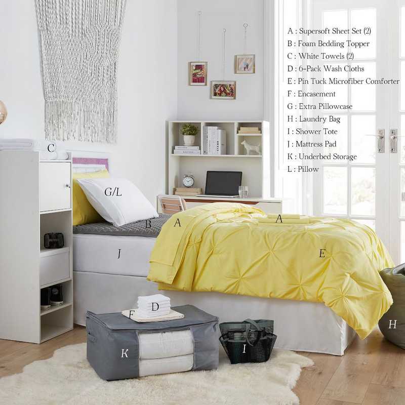 College Dorm Bedding Pack Twin Xl Pin Tuck Limelight Yellow Color Set