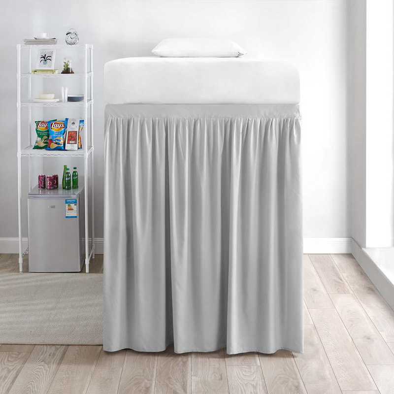 Extended Dorm Sized Bed Skirt Panel With Ties 1 Panel Glacier Gray