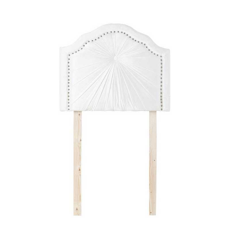 Plush Pleated Double Bevel College Dorm Headboard White With Legs