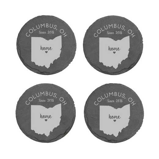 L11062153OHPGS: Home State-PGS Slate Rnd Csters- S/4-OH