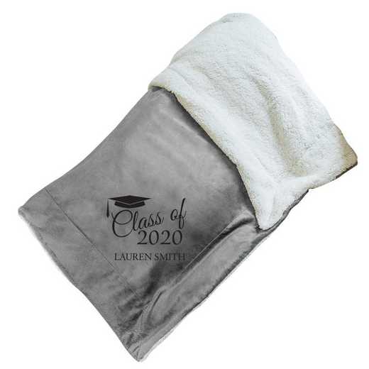 E10805184CG: Grey Fleece  Sherpa Blanket 50 x 60