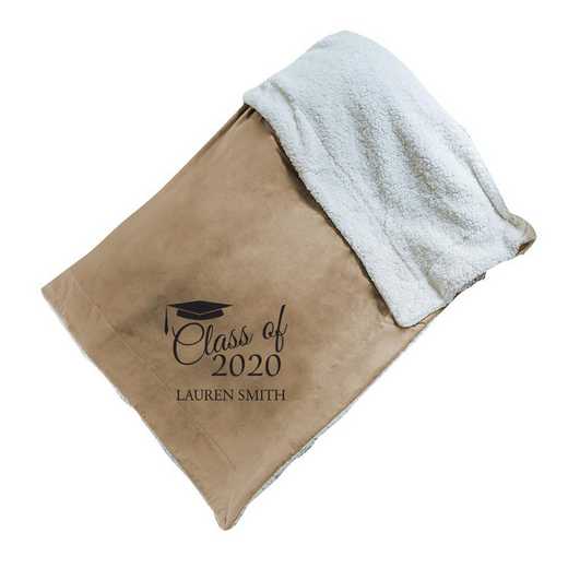 E10805184CM: Camel Fleece  Sherpa Blanket 50 x 60