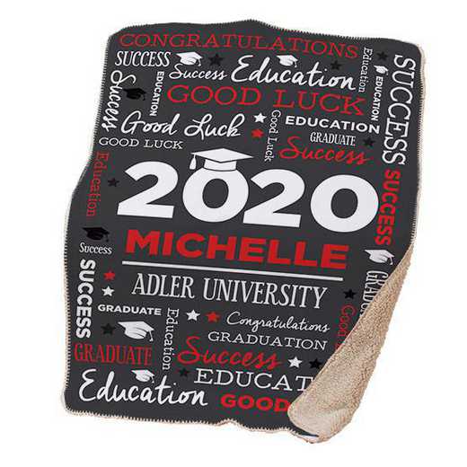 U1400887RD: PGS Word Art Grad Throw Red