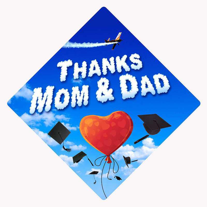 Thanks Mom Dad Graduation Cap Topper Decoration