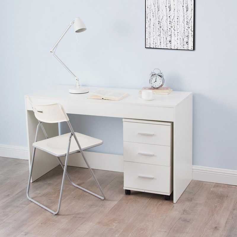 Yak About It Simple Style Dorm Work Desk Includes 3 Drawer Unit