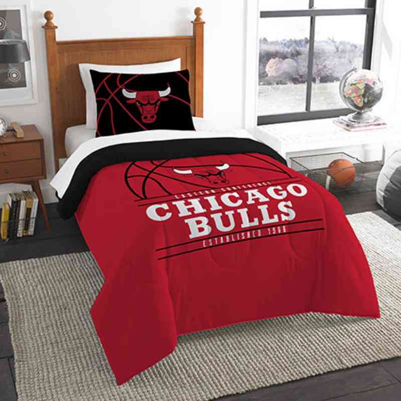 chicago bulls 3-pointer nba twin comforter & sham set