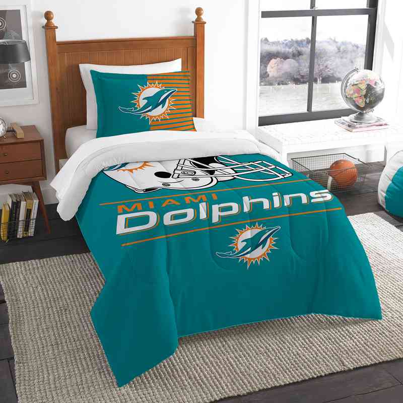 miami dolphins sleep strong twin comforter & sham set