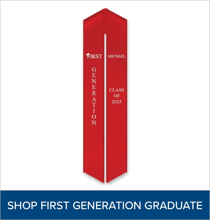 Red Stole with a “First Generation” logo
