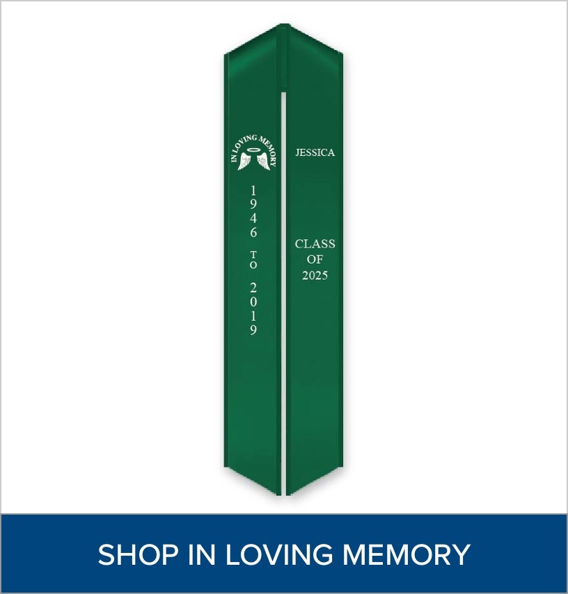 Green Stole with an “In Loving Memory” logo