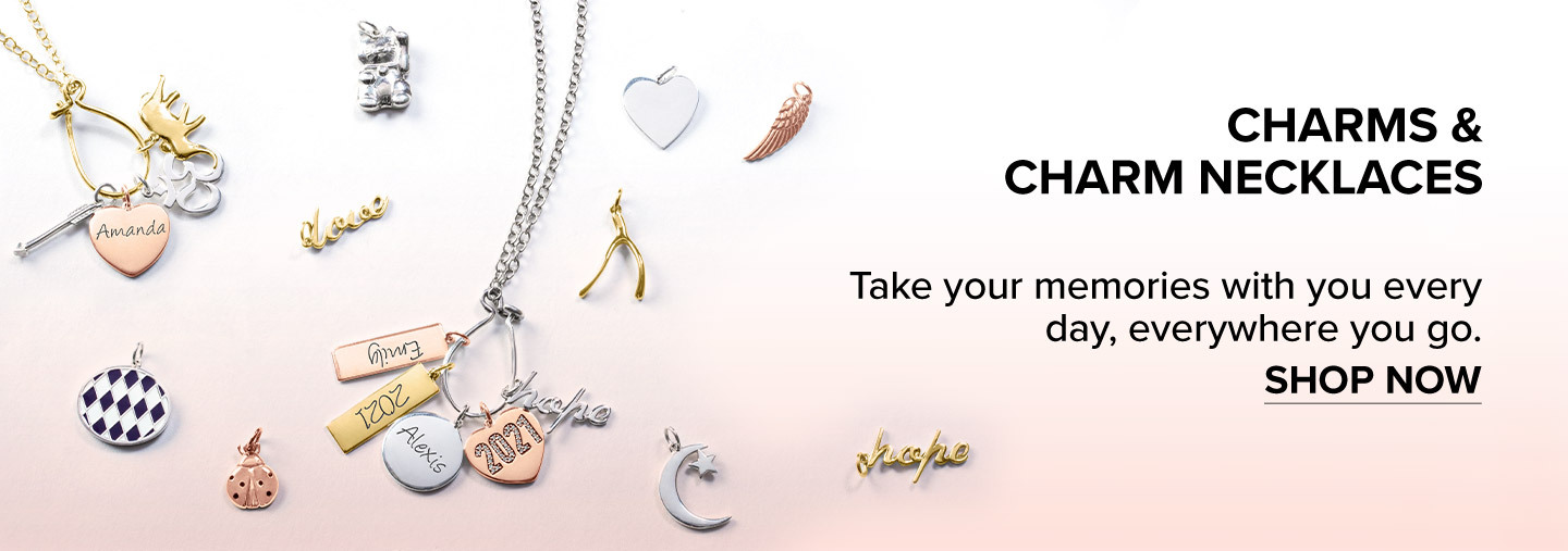 charm necklaces; and assorted individual charms