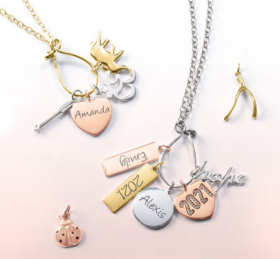 charm necklaces; and assorted individual charms