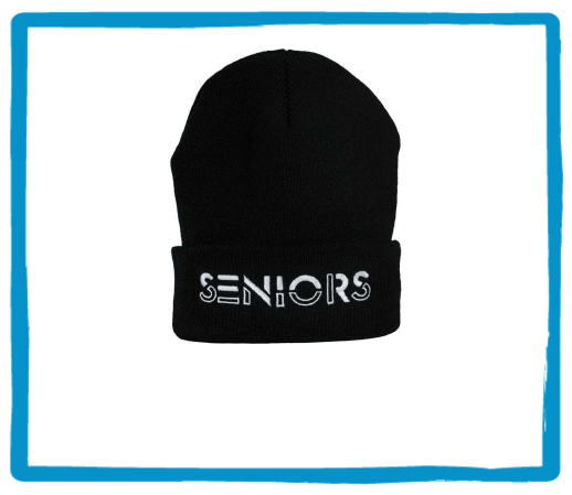 seniors stencil beanie hat black