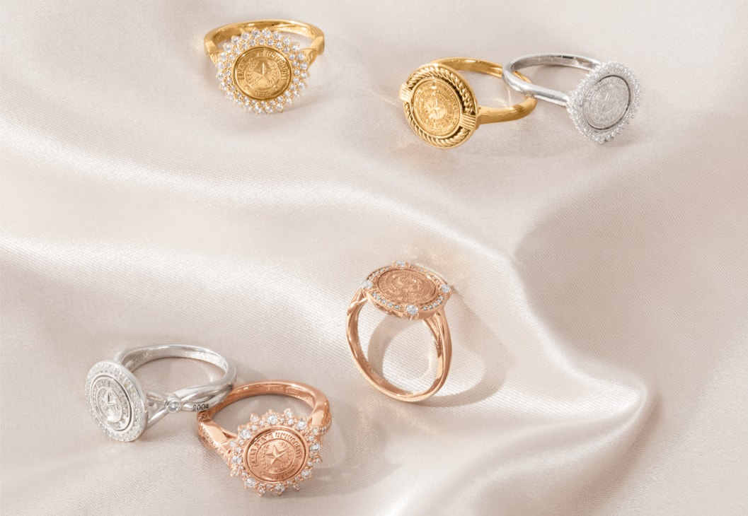 A group of University Collection, College rings