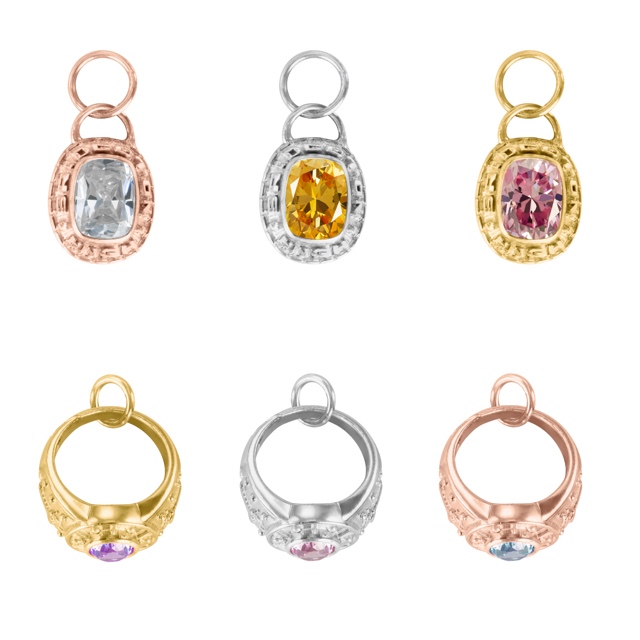 assortment of ring and, ring top charms